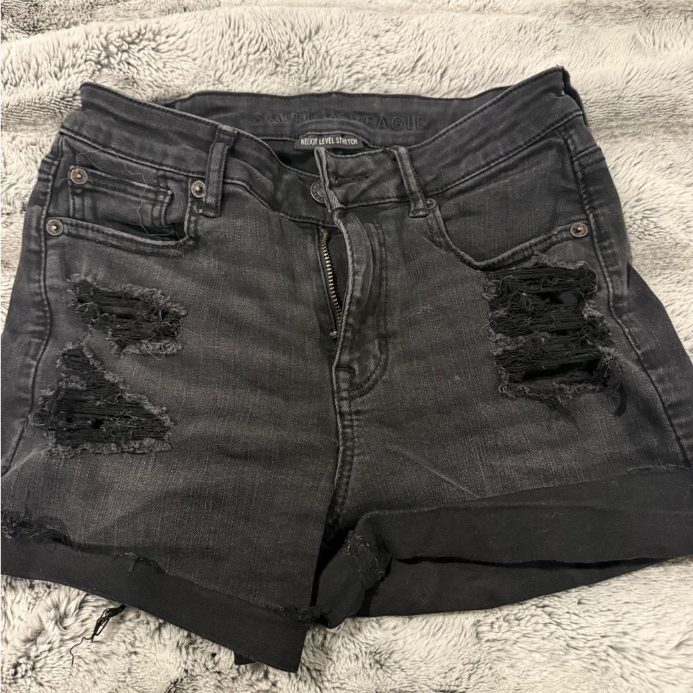 American Eagle Outfitters Black Distressed Women's Shorts